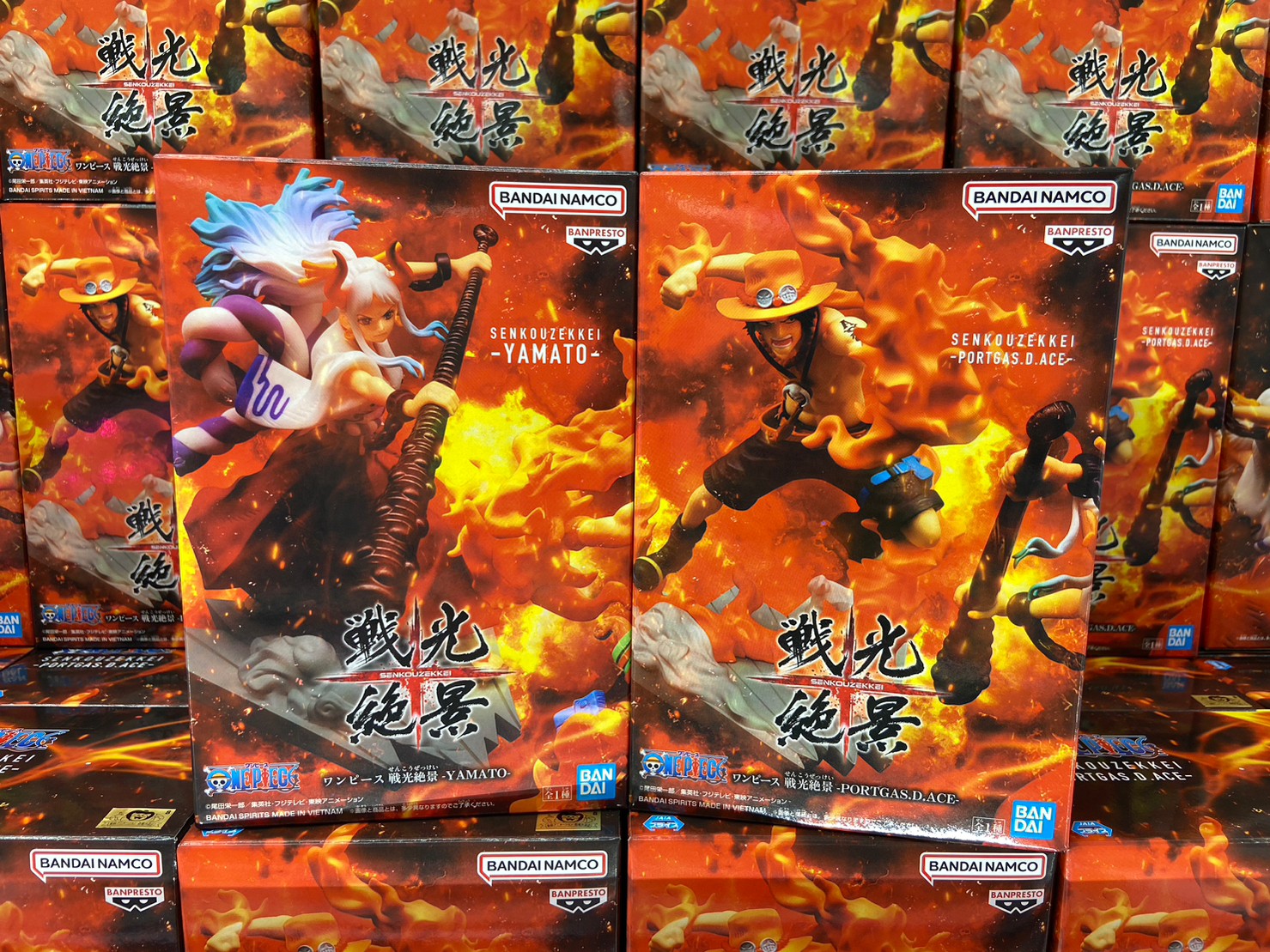 Yamato VS Ace ของแท้ JP แมวทอง - Senkouzekkei Banpresto [โมเดลวันพีช] (2 ตัว)