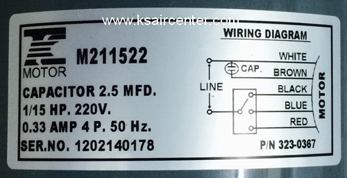 มอเตอร์ แฟนคอยล์ FASCO (TC) ขนาด 1/15 HP (รหัสสินค้า 064002)