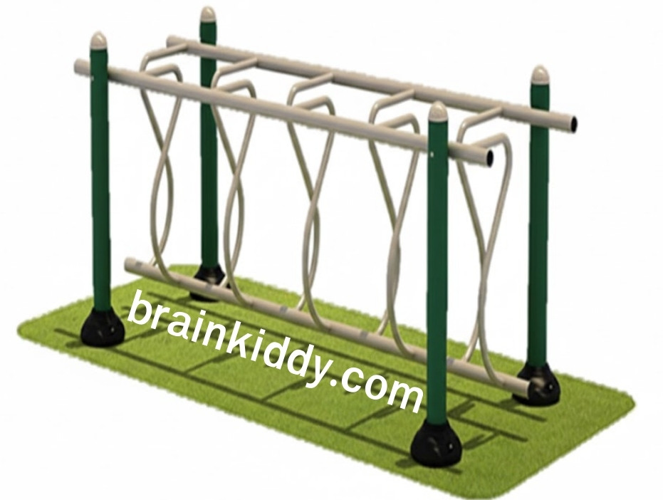 บาร์ไต่ทรงตัวซิกแซก เครื่องเล่นสนาม กลางแจ้ง เหล็ก ,บาร์โหน ตั้งพื้น ,ปีนป่าย, ของเล่น สั่งทำ 10-20 วัน ขนาด 100x200x150 ซม.