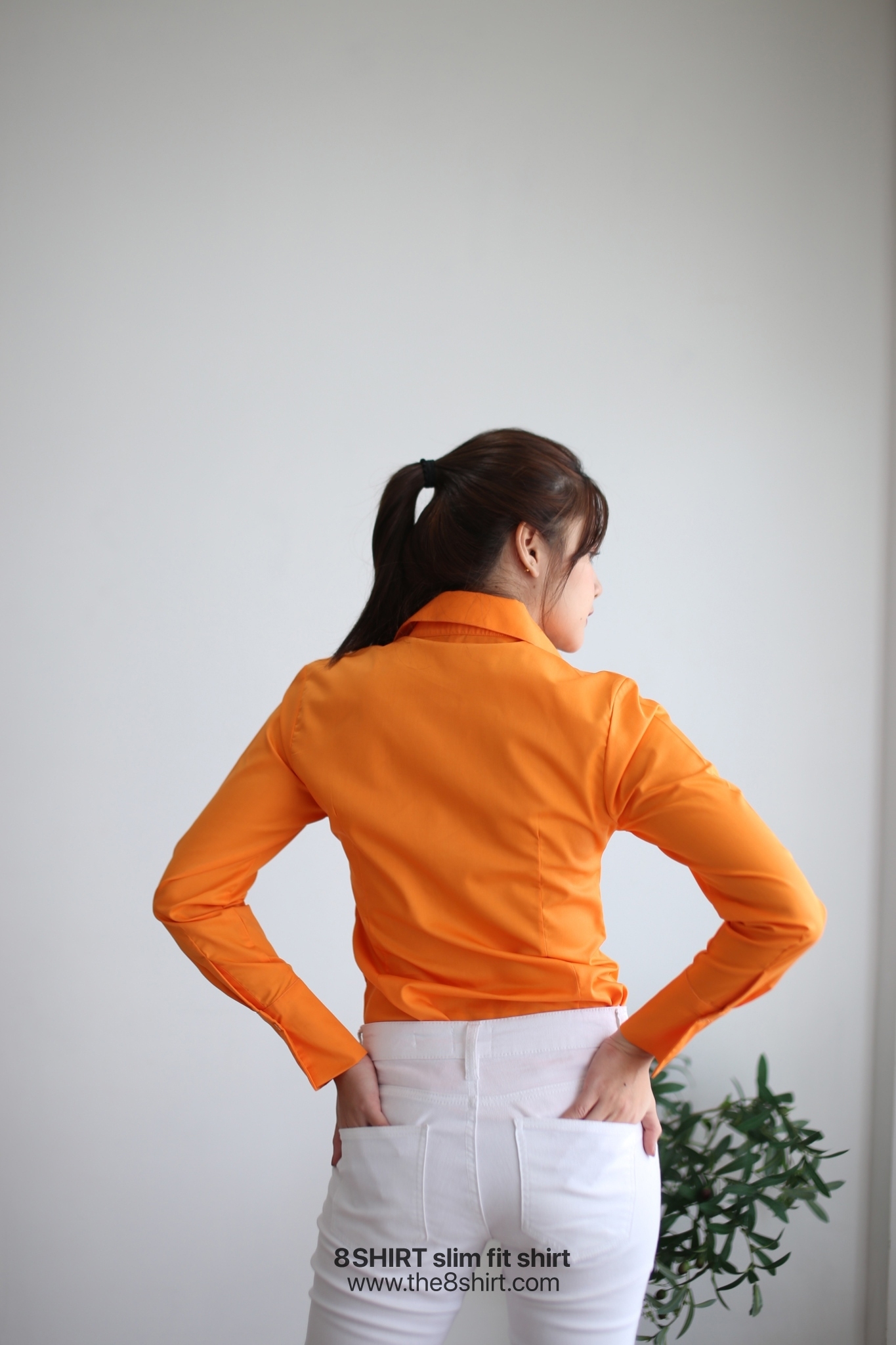 เสื้อเชิ้ตผู้หญิง สีส้มสด (Orange Summer) สลิมฟิต เข้ารูป แขนยาว เสื้อเชิ้ตทำงาน เสื้อยูนิฟอร์ม แบรนด์ 8SHIRT slim fit shirt พร้อมส่ง