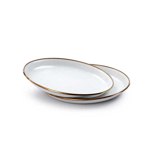 Barebones Enamel Salad Plate Eggshell Set of 2 CKW-392