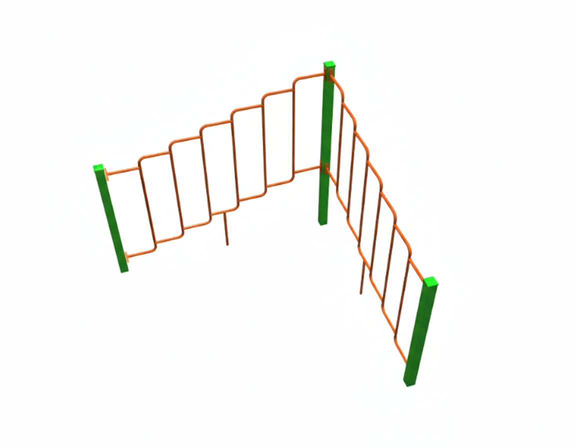 บาร์ปีนป่ายหน้าผา 2 ด้าน เครื่องเล่นสนาม กลางแจ้ง เหล็ก ,บาร์โหน ตั้งพื้น ,ปีนป่าย, ของเล่น สั่งทำ 10-20 วัน ขนาด200x200x200 ซม.