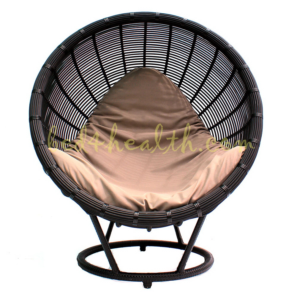 เก้าอี้หวายเทียม ทรงกลม พร้อมเบาะ