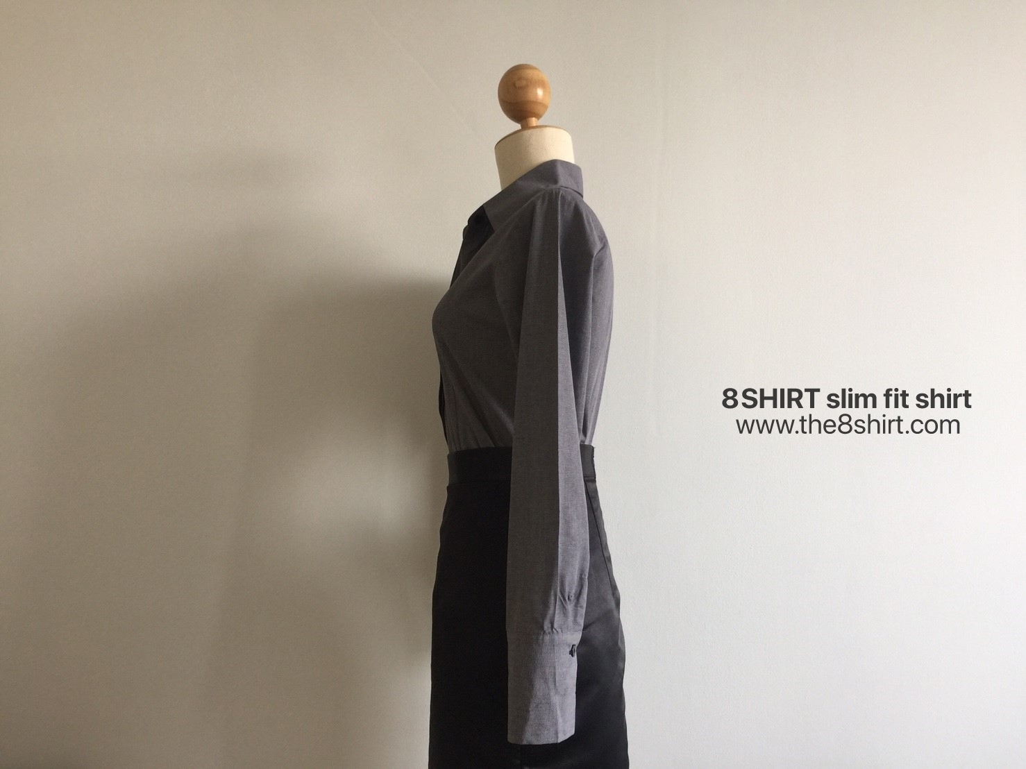 เสื้อเชิ้ตผู้หญิงสีเทาเข้ม สลิมฟิต เข้ารูป แขนยาว เสื้อเชิ้ตทำงาน เสื้อยูนิฟอร์ม แบรนด์ 8SHIRT slim fit shirt พร้อมส่ง