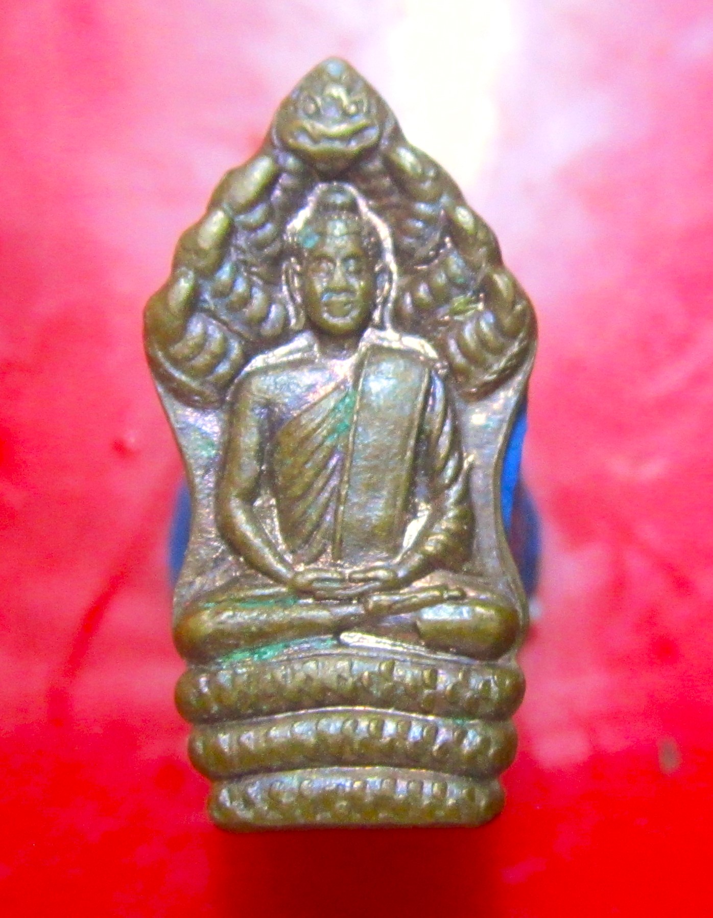 พระนาคปรกใบมะขาม หลวงพ่อเจริญ วัดโนนสว่าง จ.อุดรธานี ปี2556 เนื้อทองแดงผิวไฟ