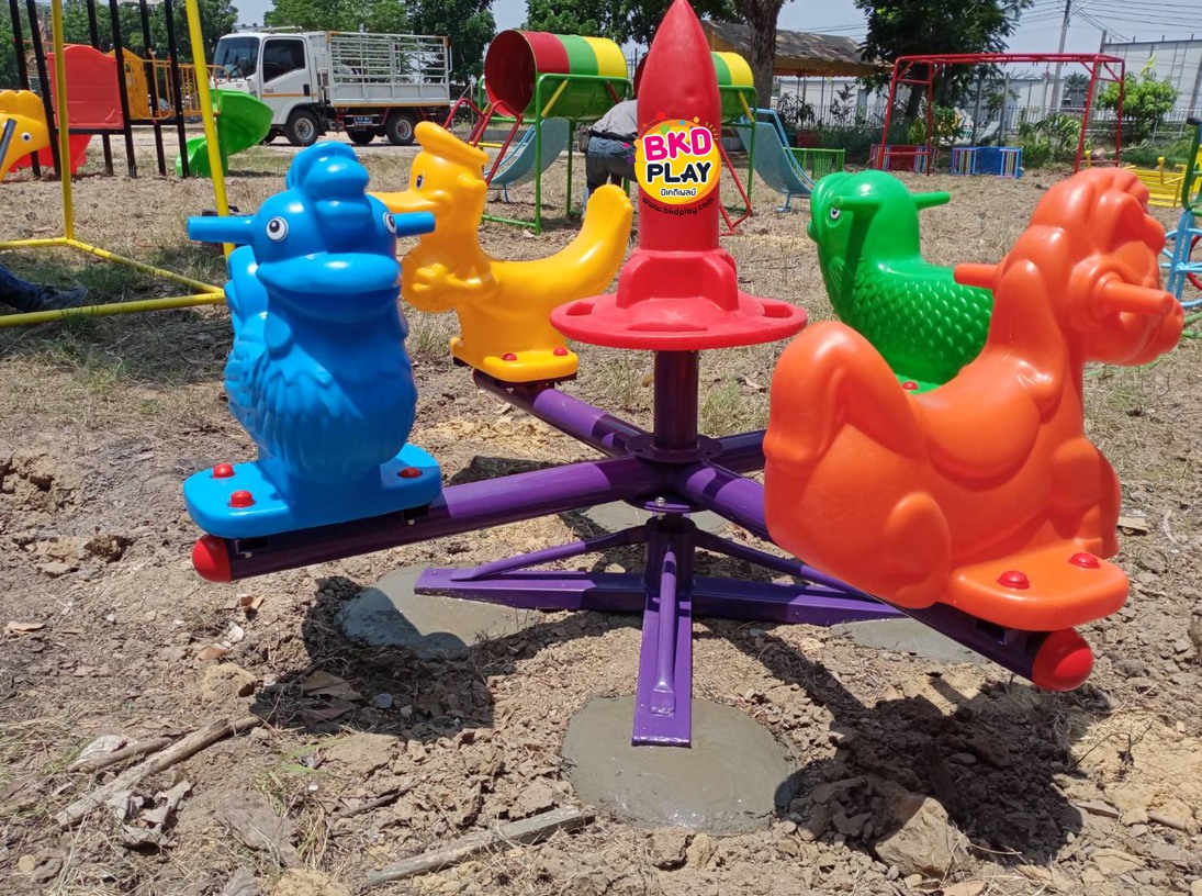 เครื่องเล่นสนามกลางแจ้ง, ม้าหมุนสัตว์ 4 ที่นั่ง, เครื่องเล่นเด็ก,สนามเด็กเล่น,เทศบาล,โรงเรียน,พร้อมส่ง