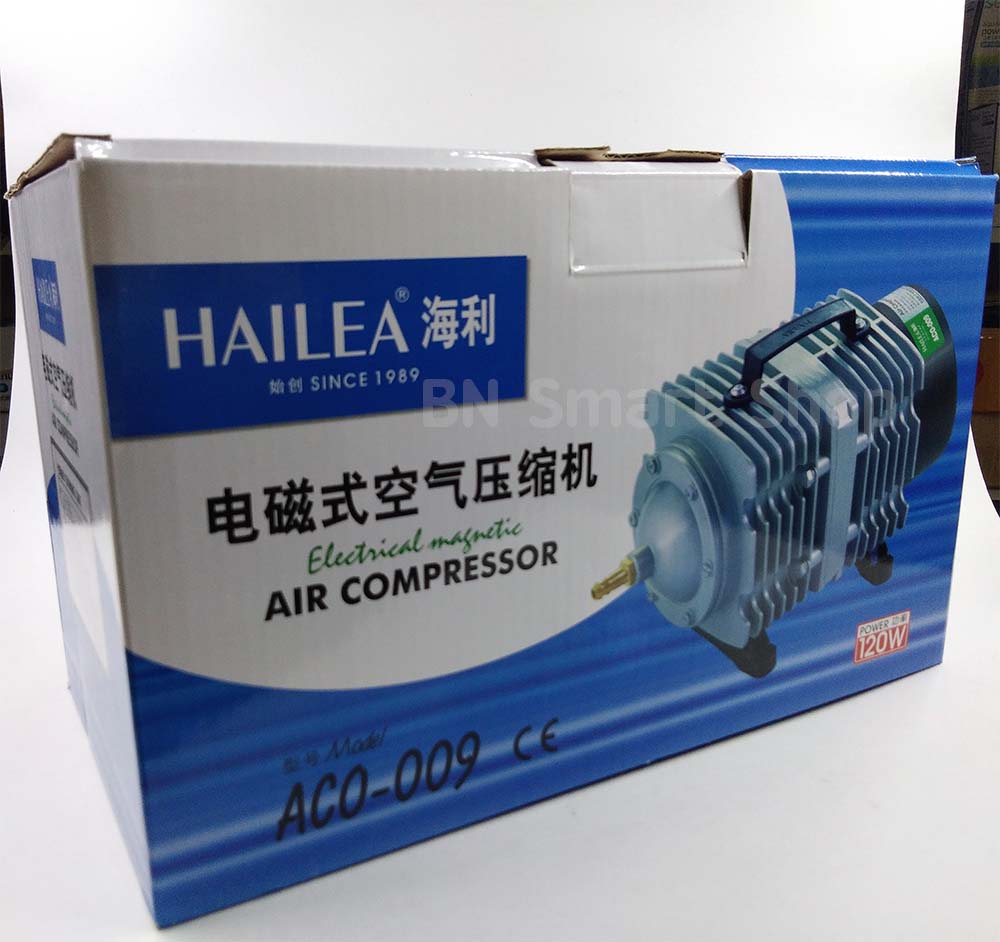 ปั้มลม ปั้มออกซิเจน ปั้มลูกสูบ 120 วัตต์ HAILEA รุ่น ACO-009 ต่อใช้งานได้ขั้นต่ำ 12 หัว
