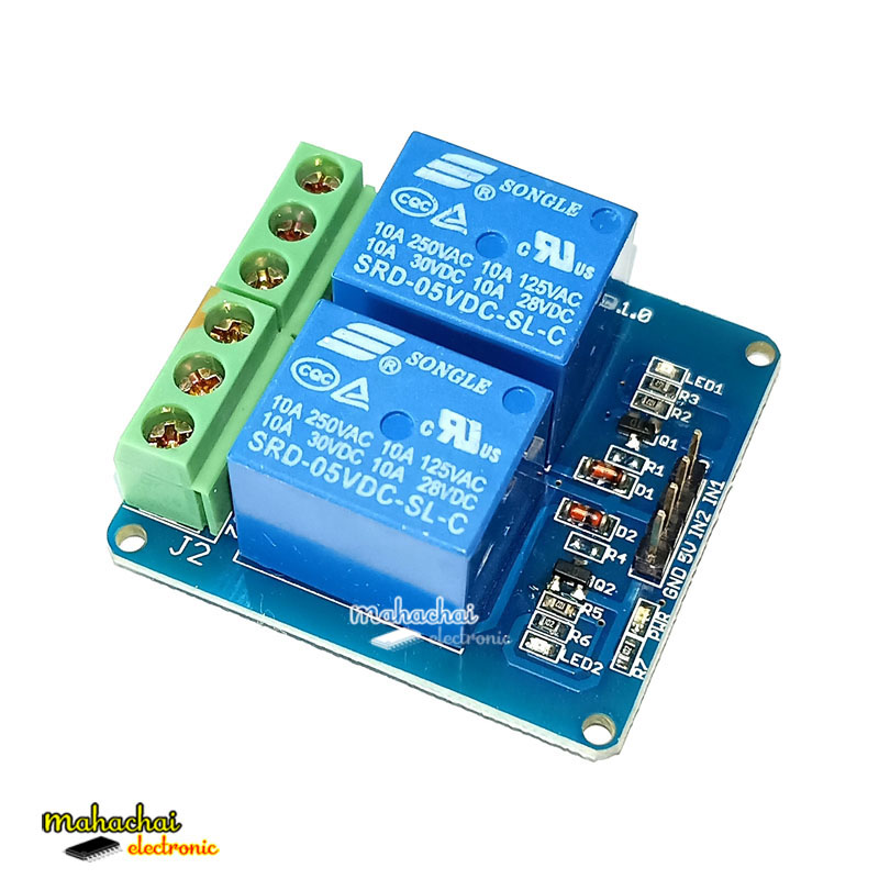 บอร์ดรีเลย์ 2 ช่อง,โมดูลรีเลย์คู่ 5V, โมดูลรีเลย์แม่เหล็กไฟฟ้า 2 ตัว, รีเลย์
