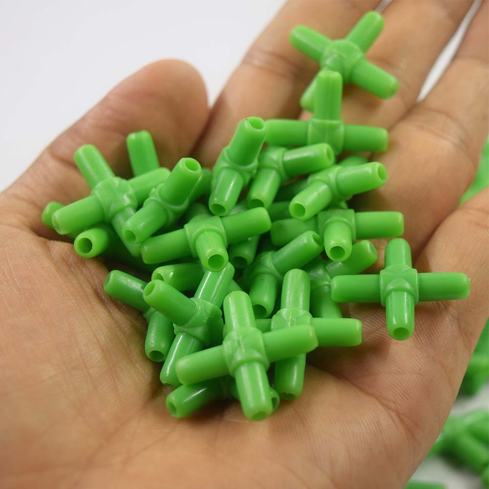 ตัวแยกลม ข้อต่อลม 4 ทาง สีเขียว ใช้กับตู้ปลากุ้งหรือการเกษตร บรรจุ 50 ชิ้นใน 1 ถุง