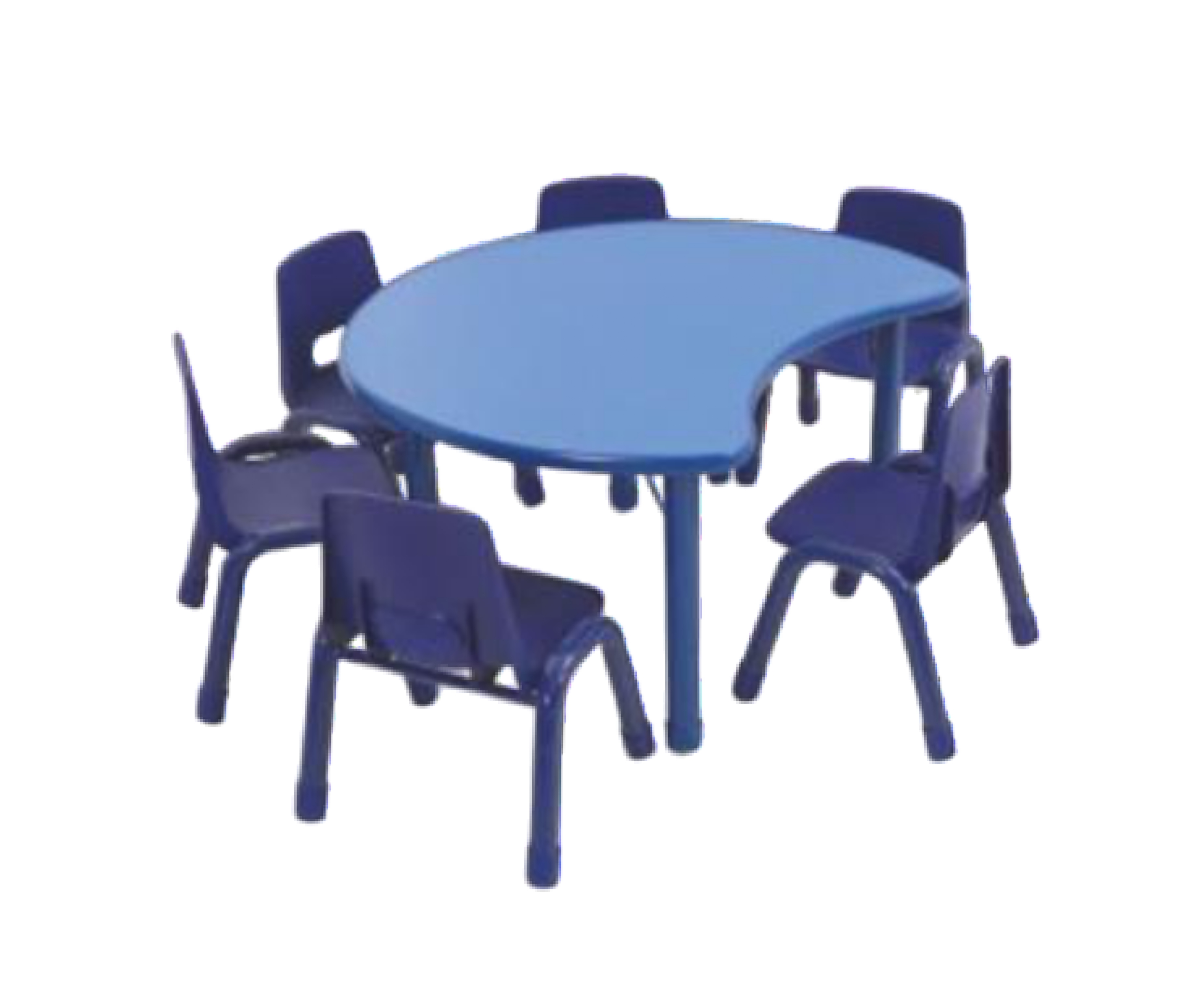 ชุดโต๊ะพระจันทร์ยิ้ม SET B พร้อมเก้าอี้ 6 ที่นั่ง โต๊ะเก้าอี้นักเรียน,โต๊ะเด็ก,เก้าอี้เด็ก,อนุบาล-ประถม,โต๊ะกิจกรรม,โต๊ะพลาสติกขาเหล็ก,โต๊ะเขียนหนังสือเด็ก สั่งนำเข้า ขนาดโต๊ะ เส้นผ่านศูนย์กลาง 100 ซม. ความสูง 48-56 ซม.