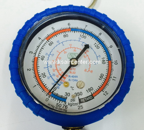 (ยกเลิก) วาล์วน้ำยาเดี่ยว พร้อมหัวเกจ SP (สีน้ำเงิน)