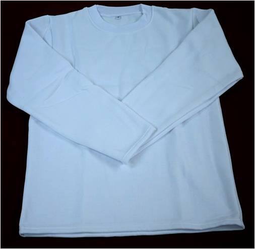 เสื้อคอกลม แขนยาว ผ้าฟรีซ01 สีขาว (เลือกไซส์)