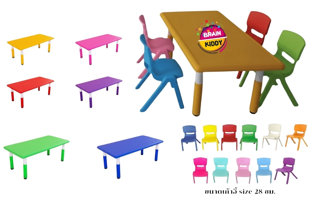 ชุดโต๊ะประถมพร้อมเก้าอี้ 4 ตัว โต๊ะสี่เหลี่ยมผืนผ้าขาพลาสติก พร้อมส่ง โต๊ะนักเรียน โต๊ะเขียนหนังสือ โต๊ะทานข้าว โต๊ะกิจกรรมพร้อมเก้าอี้เด็ก โต๊ะพลาสติก