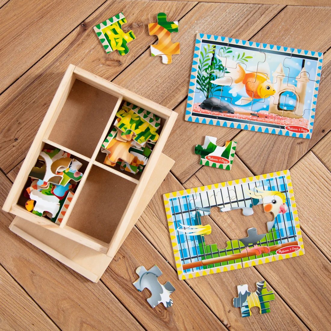 จิ๊กซอไม้ 12 ชิ้น x4 ลาย รุ่นสัตว์เลี้ยงน่ารัก Wooden Jigsaw Puzzles in a Box Pets,พัซเซิลไม้, ของเล่นเสริมพัฒนาการเด็ก เสริมทักษะการเรียนรู้ สื่อการสอนอนุบาล พร้อมส่ง