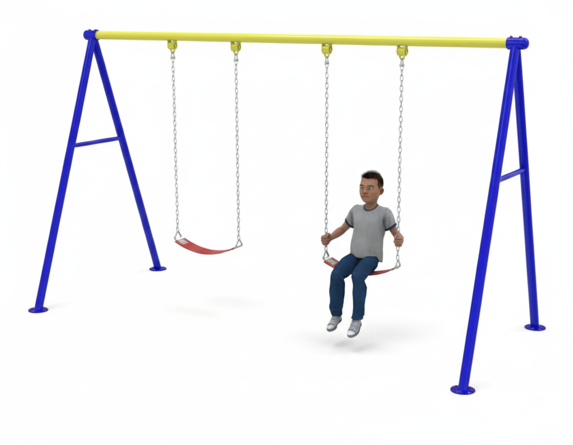 เครื่องเล่นสนามกลางแจ้งเหล็ก ชิงช้า2 ที่นั่ง ปรับขนาดใหม่ตามมาตรฐาน มอก. Outdoor Playground, ราคาโรงงาน ผลิตในไทย