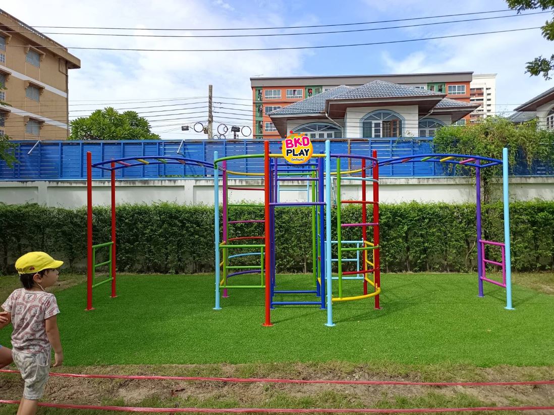 ชุดปีนป่ายรวม, เครื่องเล่นสนามกลางแจ้ง , เครื่องเล่นสนามแบบเหล็ก,ชิงช้า,สไลเดอร์,โยกเยกเหล็ก, ม้าหมุน, OutdoorPlayground, ราคาโรงงาน สินค้าสั่งทำ 10-20 วัน ขนาด 190x510x185 ซม.