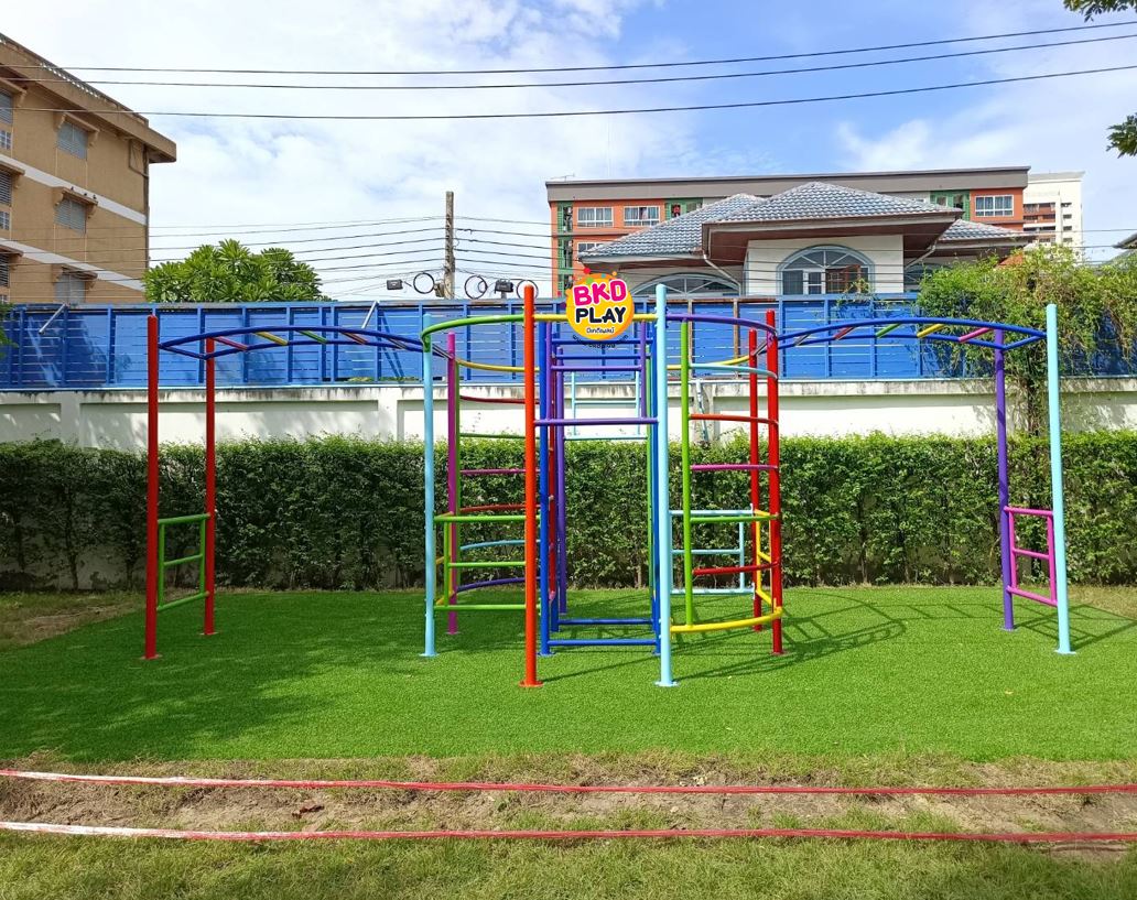 ชุดปีนป่ายรวม, เครื่องเล่นสนามกลางแจ้ง , เครื่องเล่นสนามแบบเหล็ก,ชิงช้า,สไลเดอร์,โยกเยกเหล็ก, ม้าหมุน, OutdoorPlayground, ราคาโรงงาน สินค้าสั่งทำ 10-20 วัน ขนาด 190x510x185 ซม.