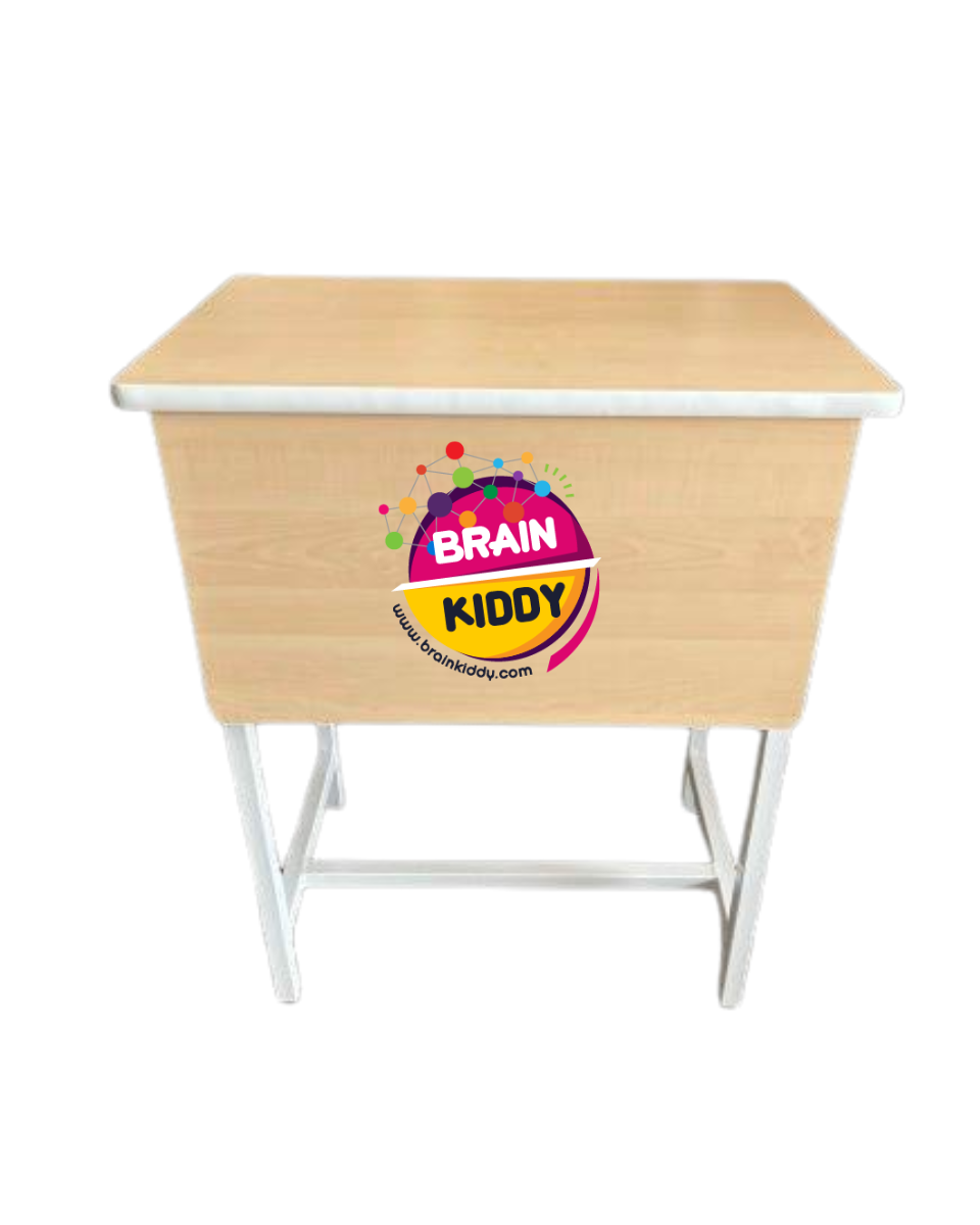 ชุดโต๊ะเรียนเดี่ยวประถมลายไม้ โครงเหล็ก ท็อปเมลามีน สั่งทำตามสิ่งที่ต้องการได้ โต๊ะเก้าอี้ประถม-อนุบาลสั่งทำขนาดตามที่ต้องการได้ โต๊ะ ขนาด 40 x 60 x 76 ซม. เก้าอี้ ขนาด 38 x 38 x 83 ซม.