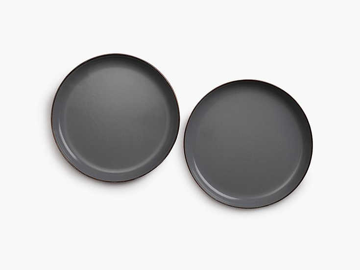 Barebones Enamel Plate Slate Gray Set of 2 CKW-358