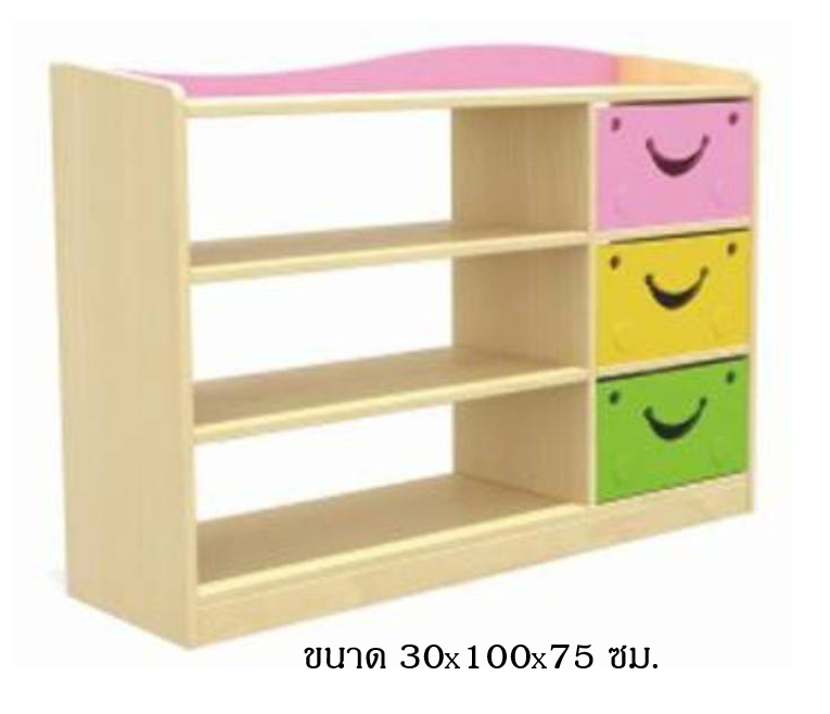 ชั้นวางของสีหวานพร้อมลิ้นชักเก็บของ ,เฟอร์นิเจอร์เด็ก ,ชั้นวางของไม้,ตู้ไม้, ชั้นวางของเด็ก, โรงเรียนอนุบาล, เนอสเซอรี่, ห้องเด็กเล่น, kidszone สินค้าสั่งนำเข้า ขนาด 30x100x75 ซม.