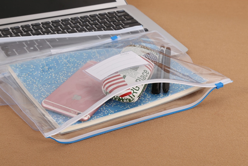 ถุงซิปรูด PVC ใส ซองเอกสารพลาสติกใส พิมพ์โลโก้ได้