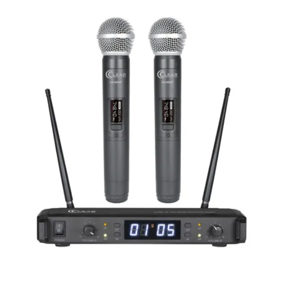 ไมโครโฟนไร้สายแบบคู่ CLEARSOUND CS-500 Dual Handheld Wireless Microphone