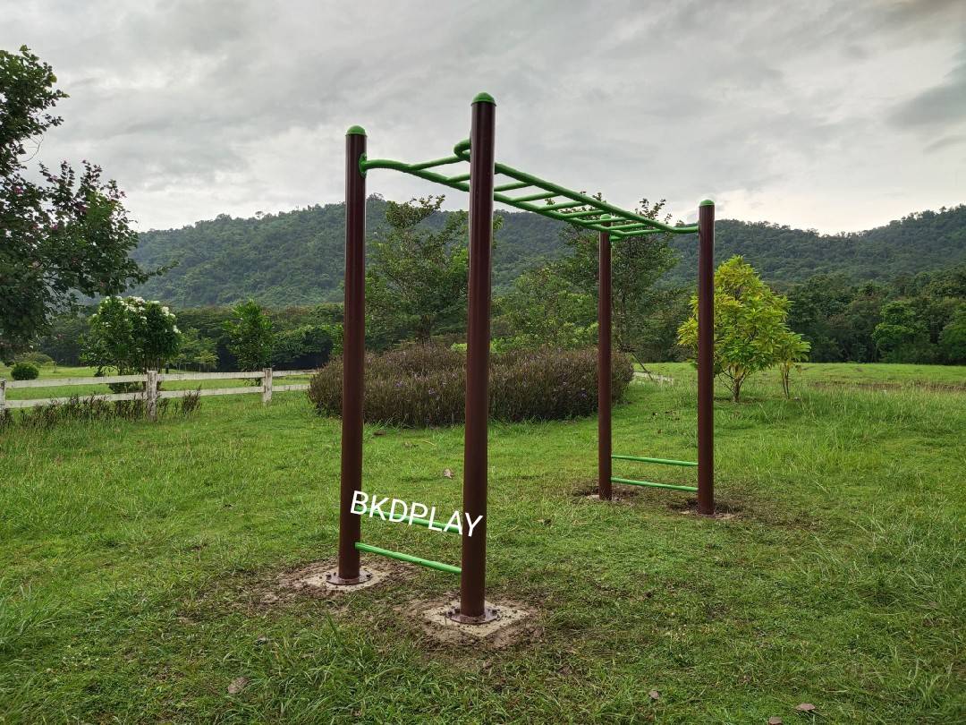 เครื่องออกกำลังกาย กลางแจ้ง ชุดอุปกรณ์ บริหารแขน หน้าอก หัวไหล่ แบบบาร์โหน เหนือศรีษะ F-LS-50 ลานกีฬา อเนกประสงค์ สนามกีฬา ขนาด ก.91 x ย.300 x ส.245 ซม.