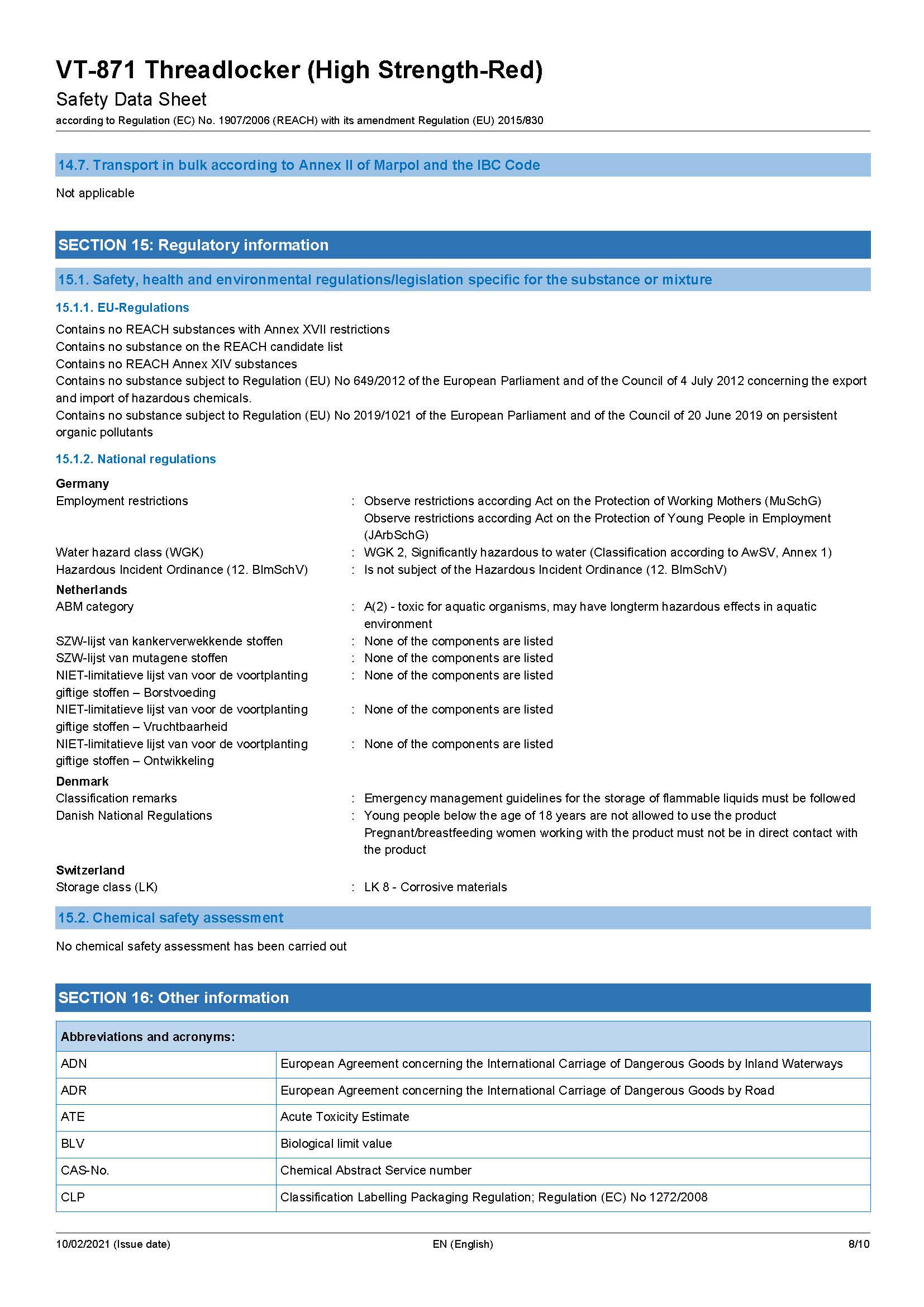 กาวล็อคเกลียว V-TECH VT-8716 สีแดง 6 ML