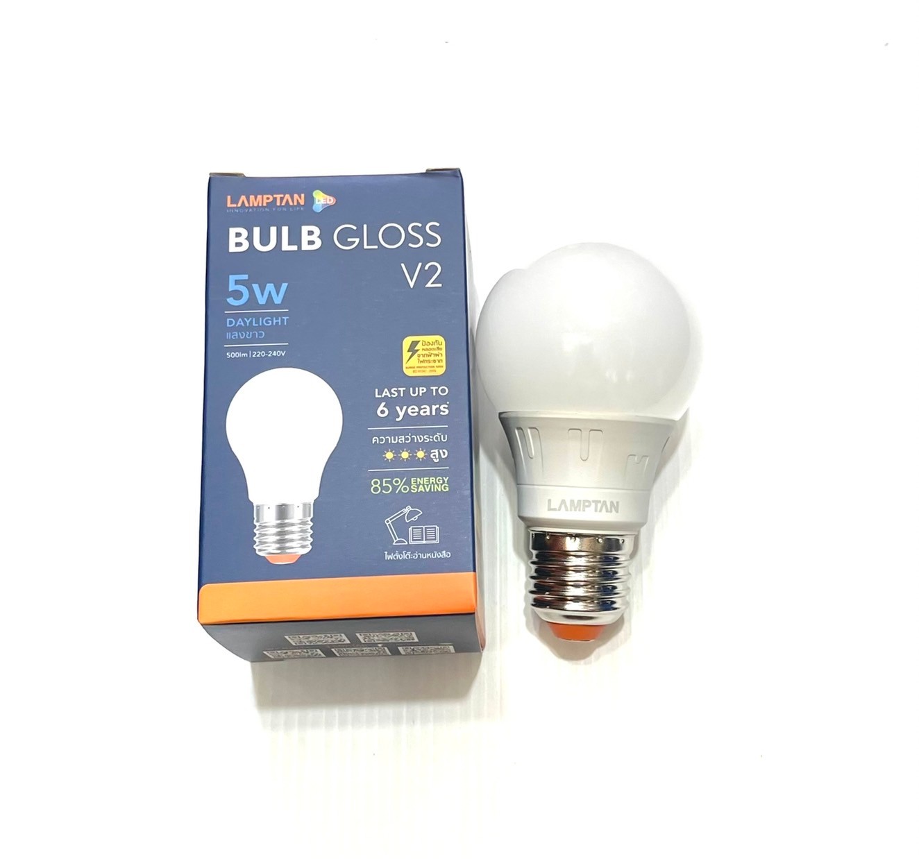 หลอดไฟ LED 5 / 7 / 9 / 11 / 14 / 18w ยี่ห้อLamptan รุ่น BULB GLOSS (Daylight / WarmWhite )