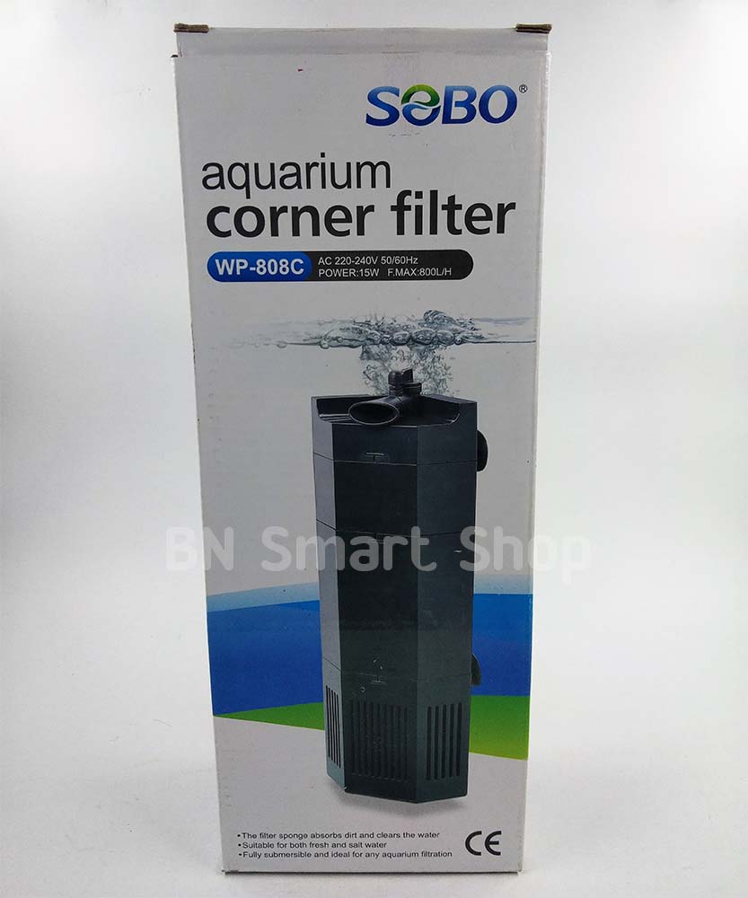 ปั้มน้ำพร้องกรองติดตั้งเข้ากับมุมตู้ SOBO WP-808C ใช้ได้ทั้งน้ำจืดและน้ำเค็ม