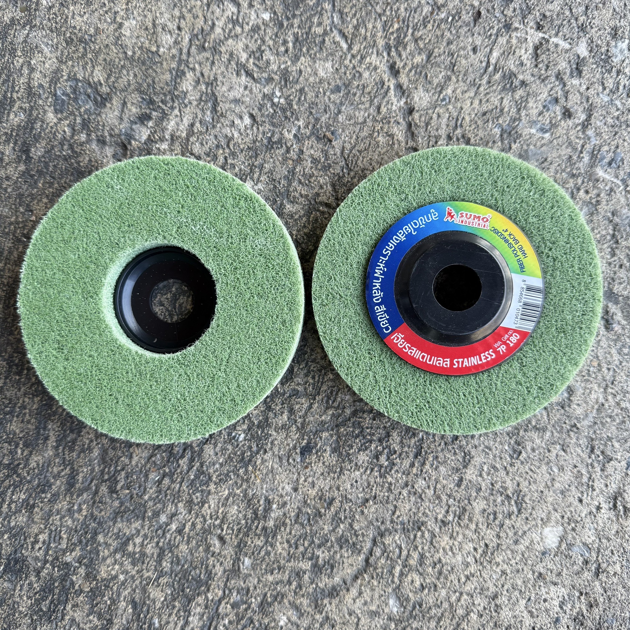 ลูกขัดฝาหลังขนาด 4 นิ้ว สีเขียว 7P #180 งานสแตนเลส