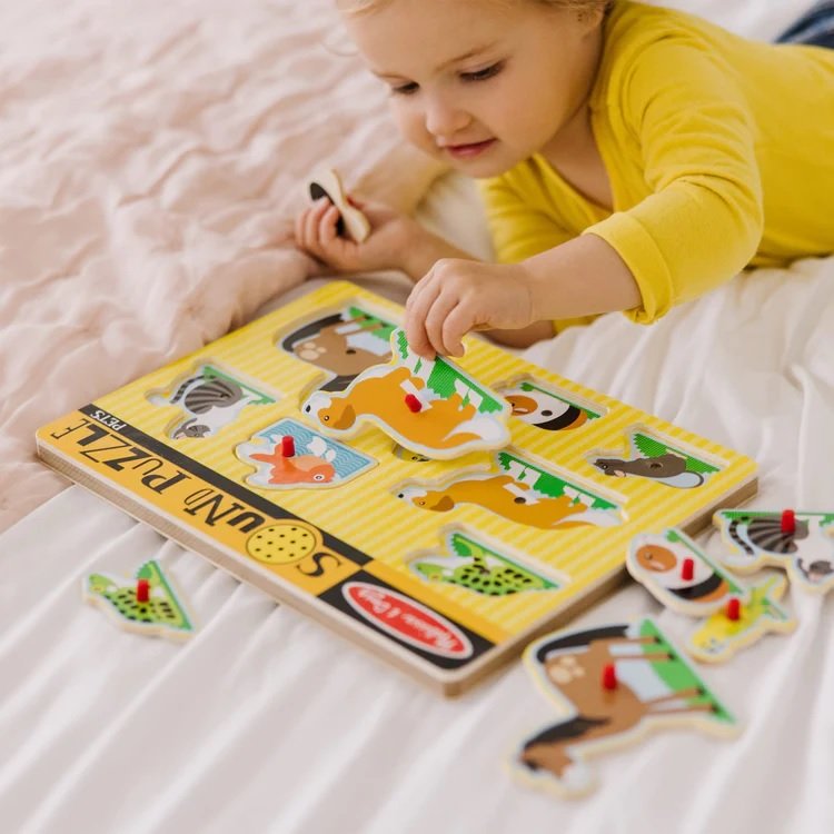 จิ๊กซอว์เด็ก มีเสียง มีหมุดจับ รุ่นสัตว์เลี้ยง,Melissa & Doug Sound Puzzle Pet , ของเล่นเสริมพัฒนาการ, ของเล่นเด็ก,สื่อการสอน,พร้อมส่ง