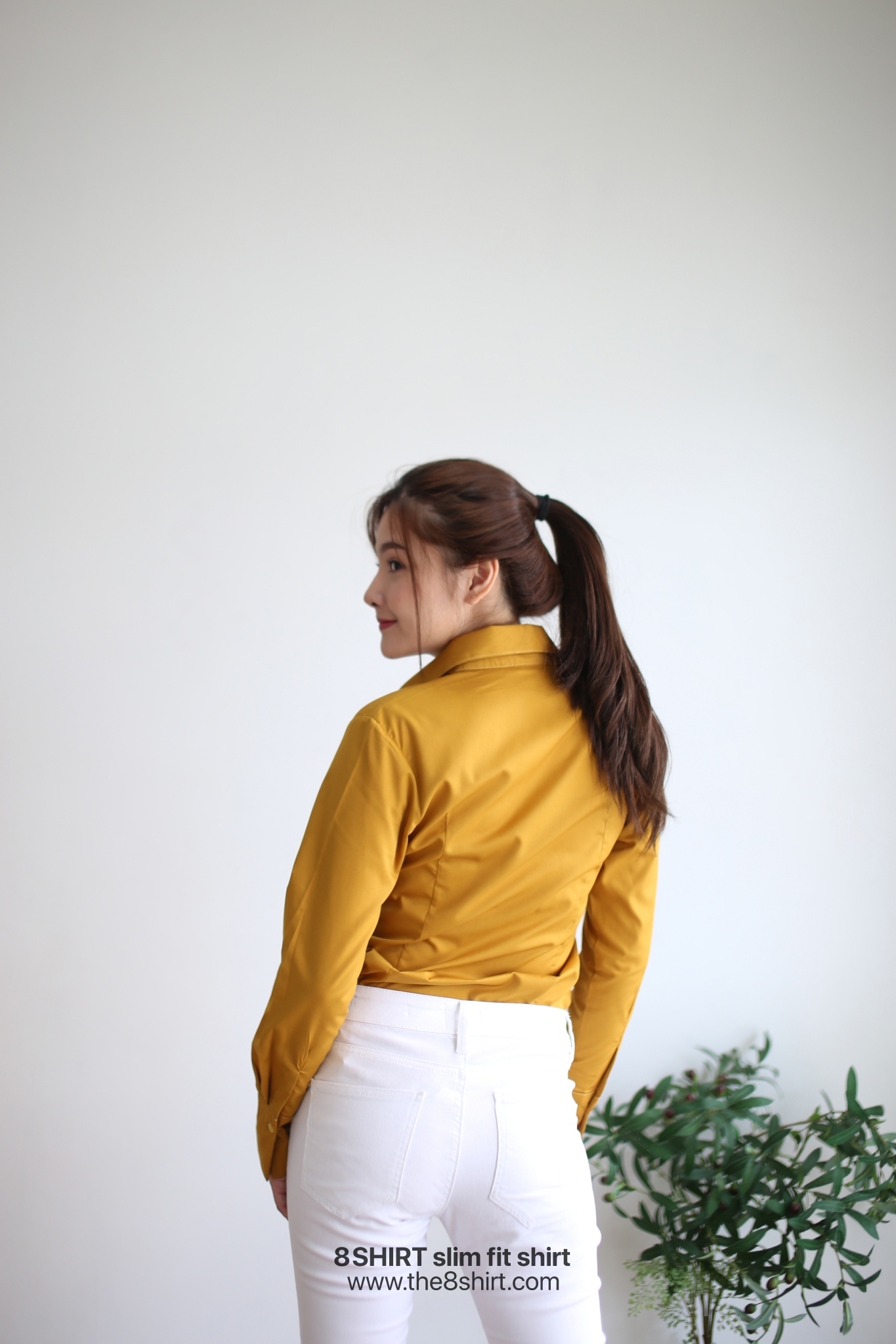 เสื้อเชิ้ตผู้หญิง สีเหลืองมัสตาร์ด (Mustard yellow) สลิมฟิต เข้ารูป แขนยาว เสื้อเชิ้ตทำงาน เสื้อยูนิฟอร์ม แบรนด์ 8SHIRT slim fit shirt พร้อมส่ง
