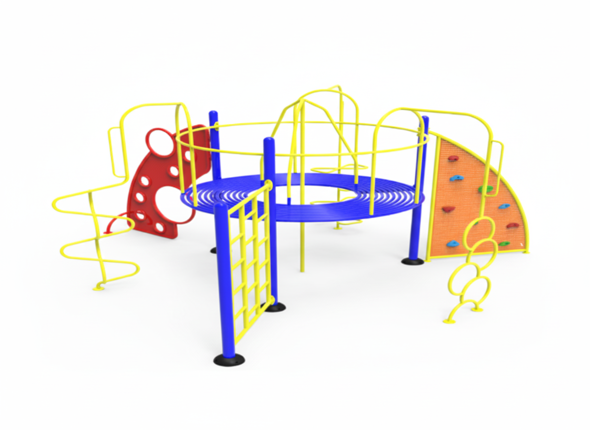 อุปกรณ์ปีนป่ายผสม เครื่องเล่นสนาม กลางแจ้ง เหล็ก ,บาร์โหน ตั้งพื้น ,ปีนป่าย, ของเล่น สั่งทำ 10-20 วัน ขนาด450x450x250 ซม.