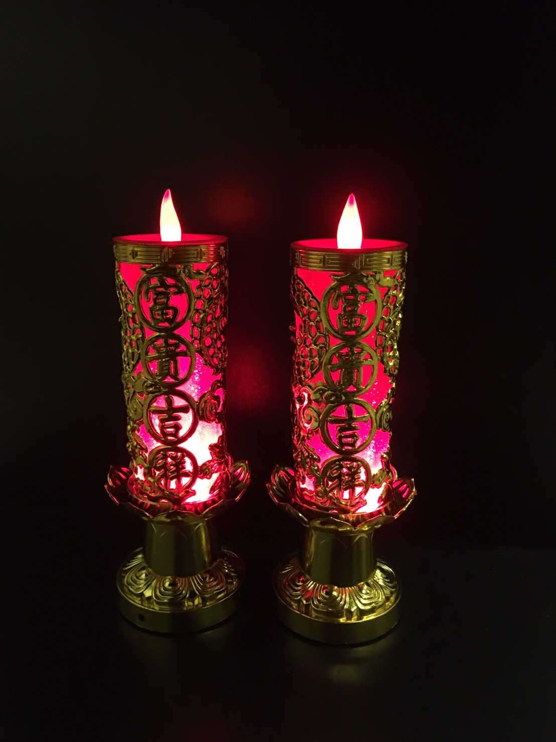 เทียนจีนแดงมังกร LED (ศาลเจ้า)