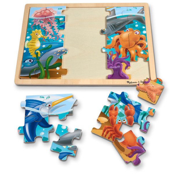 จิ๊กซอว์ไม้ 24 ชิ้น รุ่นสัตว์ทะเล พร้อมฐานไม้อย่างดี,Melissa & Doug Wooden Sea Life Jigsaw Puzzle, ของเล่นเสริมพัฒนาการ, ของเล่นเด็ก,สื่อการสอน,พร้อมส่ง