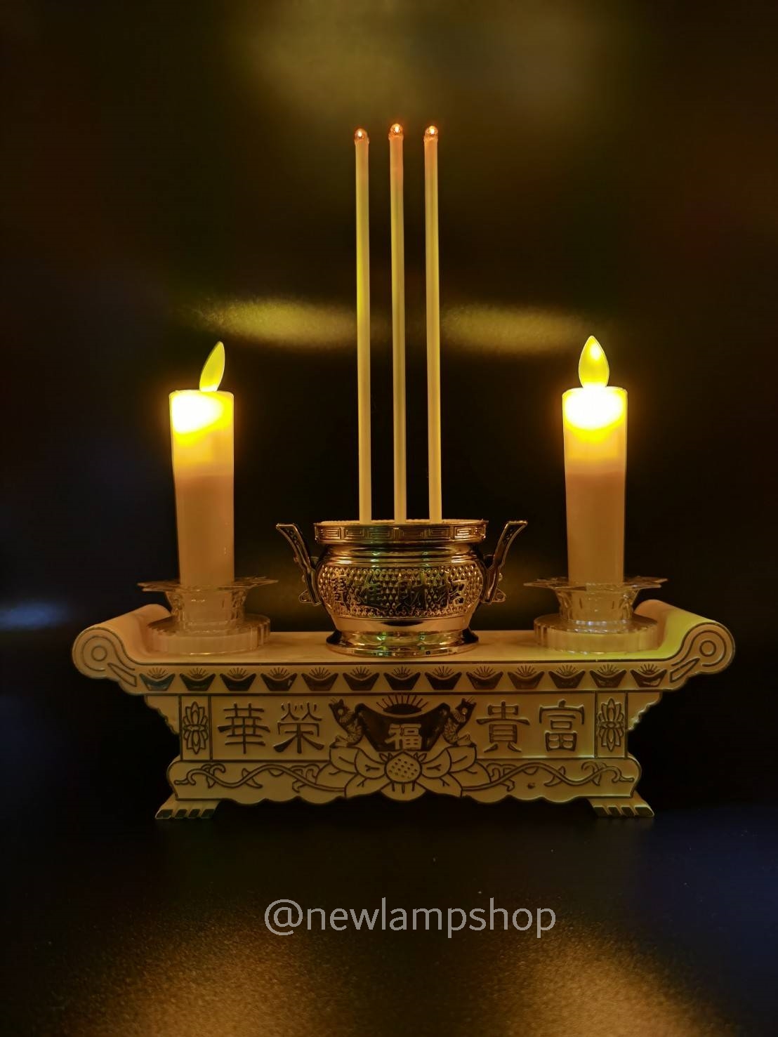 ชุดธูปฐานเชิงเทียนใส ใส่ถ่าน ขนาดD 2 ก้อน