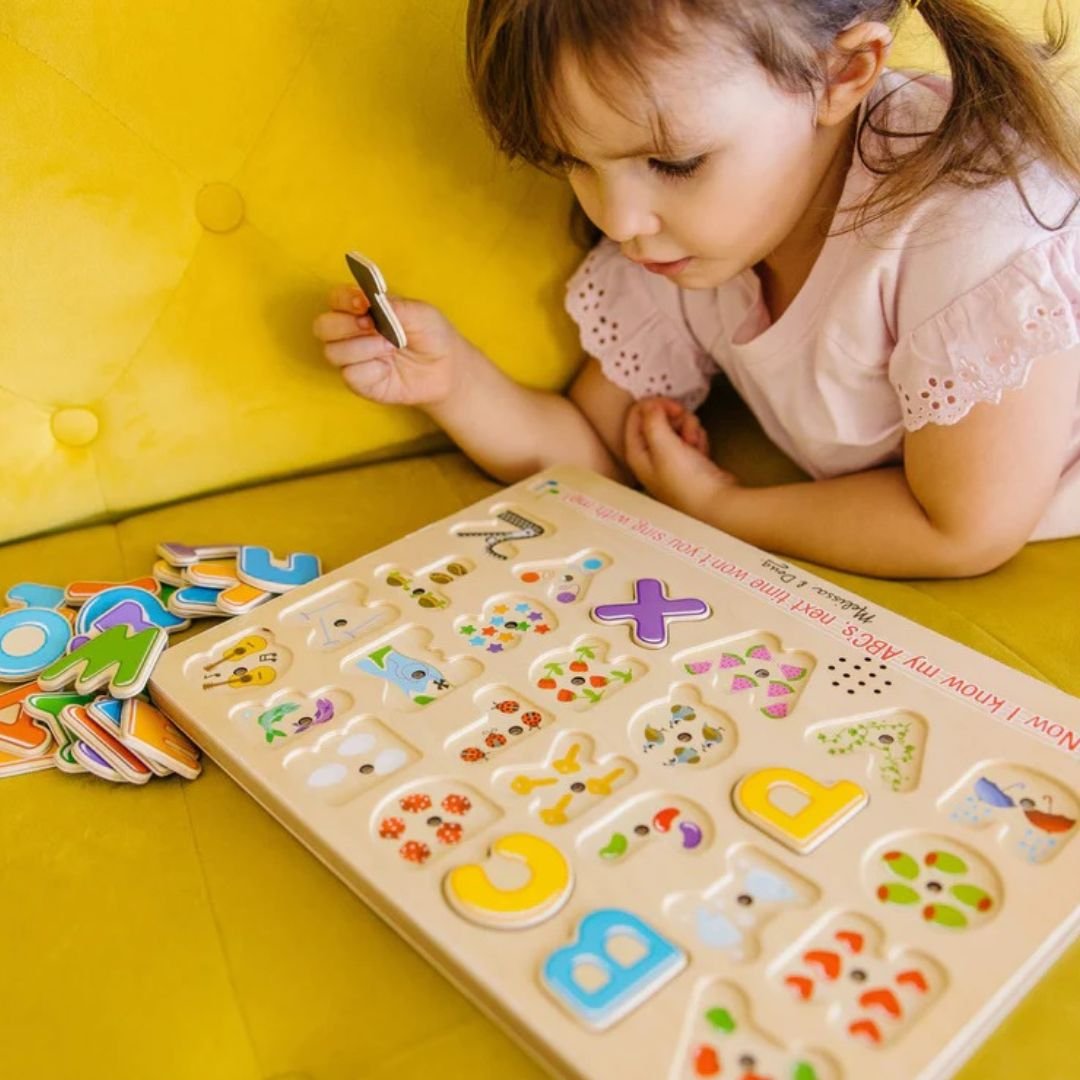 จิ๊กซอว์เด็ก มีเสียง มีหมุดจับ พัซเซิลตัวอักษร Melissa & Doug Alphabet Sound Puzzle, ของเล่นเสริมพัฒนาการ, ของเล่น