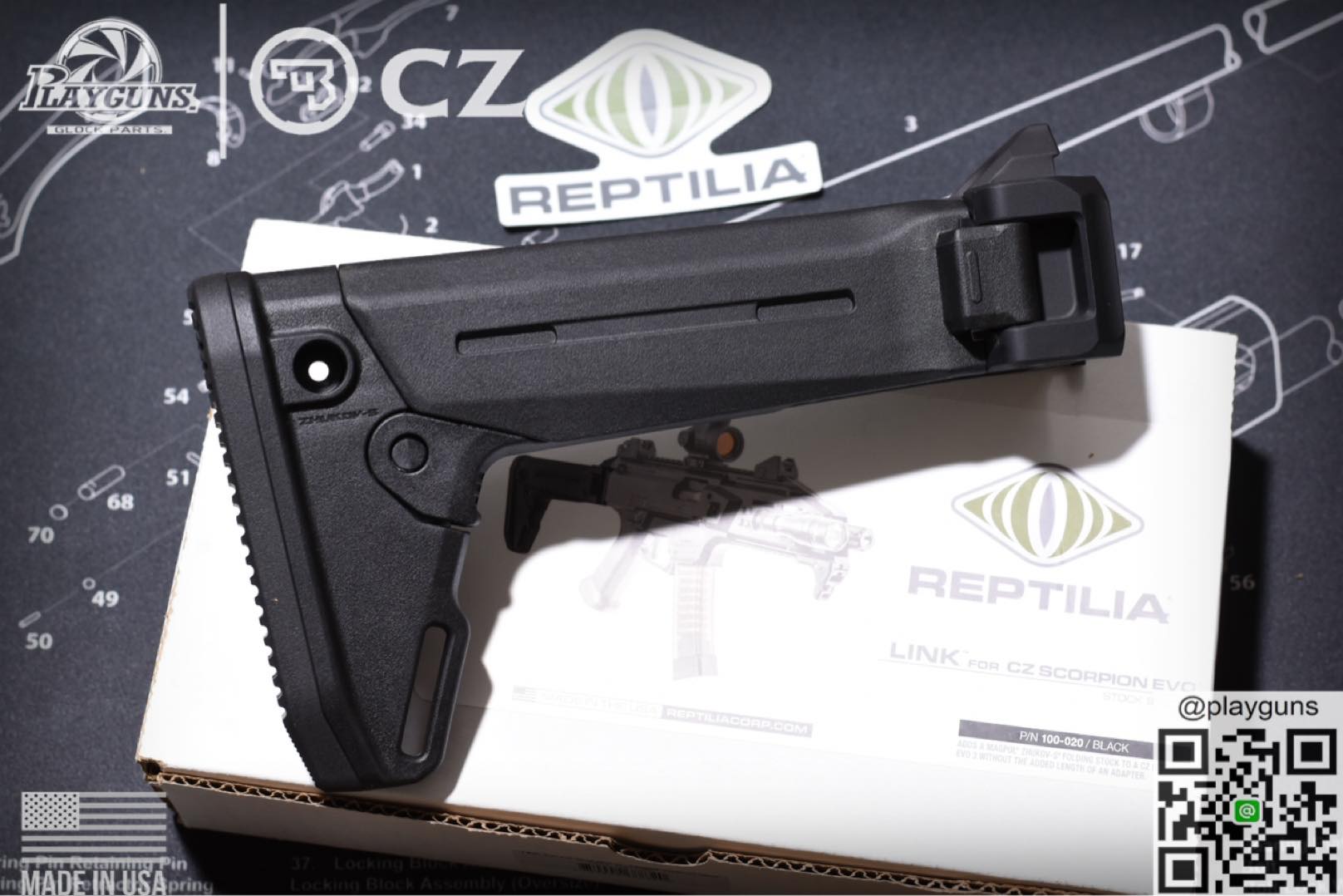Reptilia Corp LINK for CZ Scorpion + Magpul Zhukov - Black