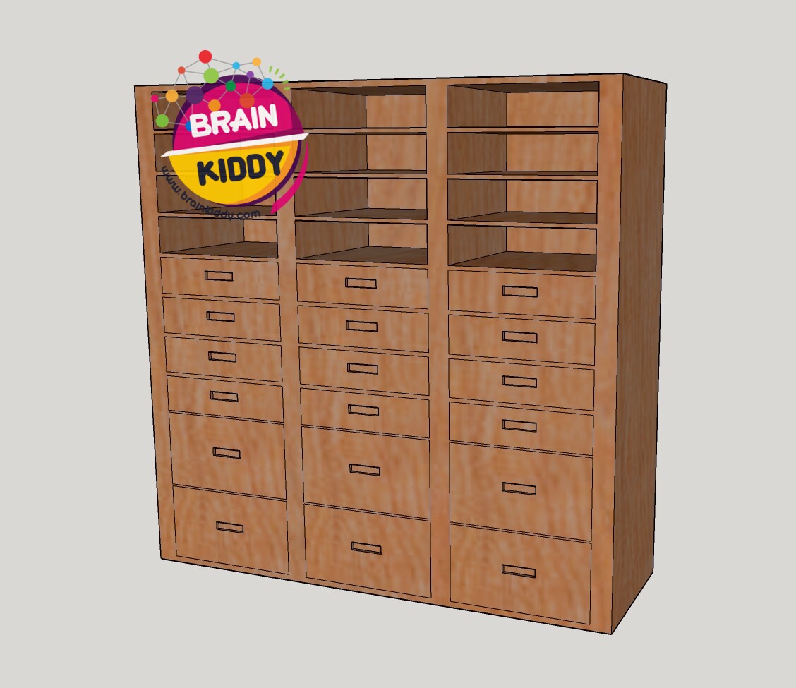 ชั้นเก็บอุปกรณ์สื่อและกล่องสี, เฟอร์นิเจอร์เด็กสั่งทำตามสีและขนาดได้ , เฟอร์นิเจอร์ไม้ , เฟอร์นิเจอร์เด็ก ขนาด 39 x 122 x 120 ซม.