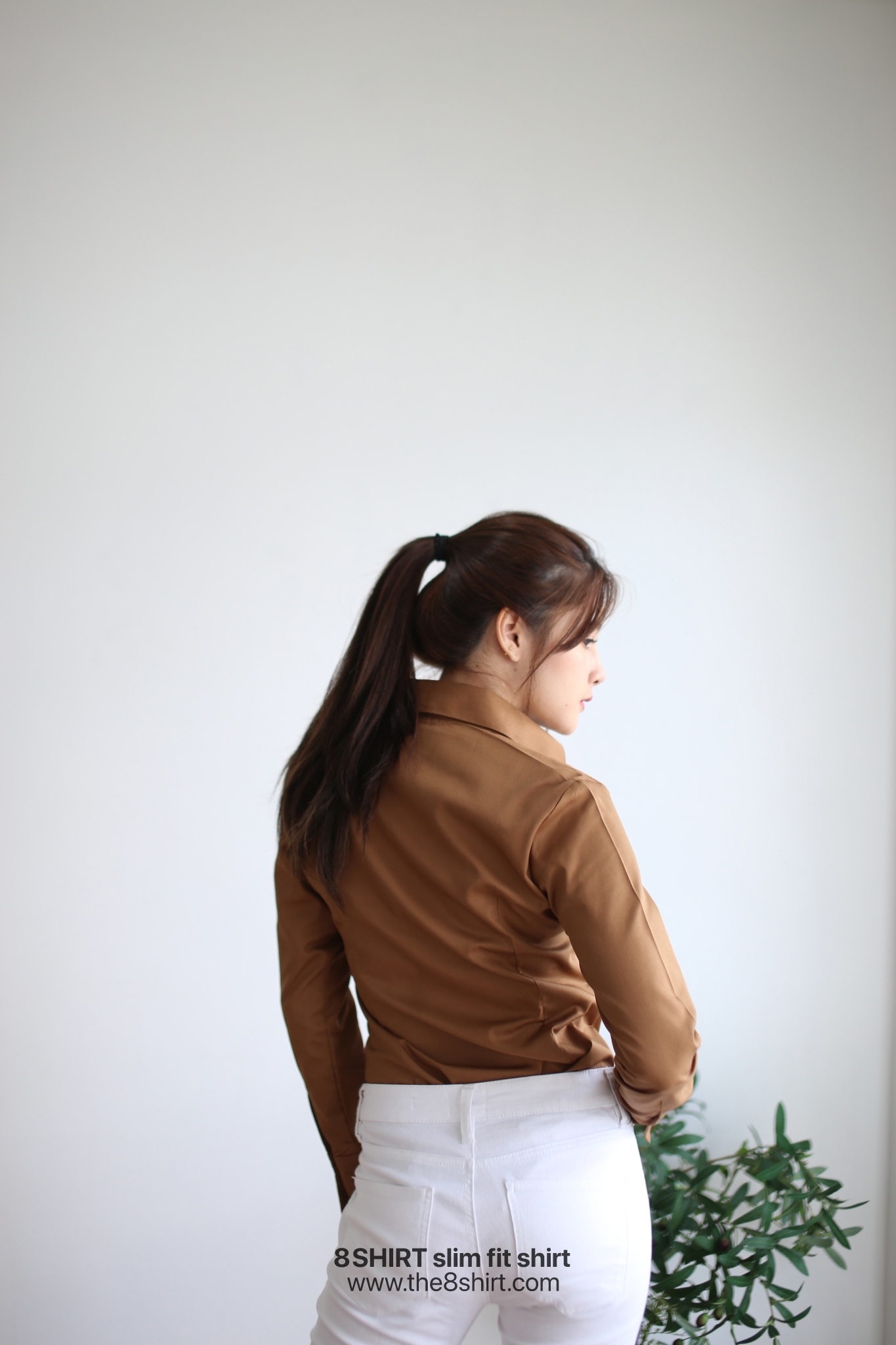 เสื้อเชิ้ตผู้หญิง สีน้ำตาลทอง (Gloden Brown) สลิมฟิต เข้ารูป แขนยาว เสื้อเชิ้ตทำงาน เสื้อยูนิฟอร์ม แบรนด์ 8SHIRT slim fit shirt พร้อมส่ง