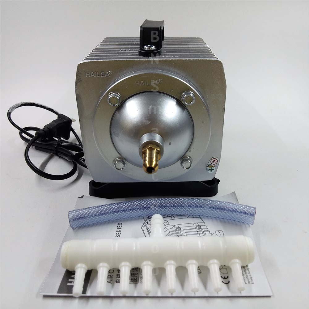 ปั้มลม ปั้มออกซิเจน ปั้มลูกสูบ 85 วัตต์ HAILEA รุ่น ACO-388D ฟรีสายยาง 10ม. หัวทรายจิ๋ว 10หัว พร้อมใช้งาน