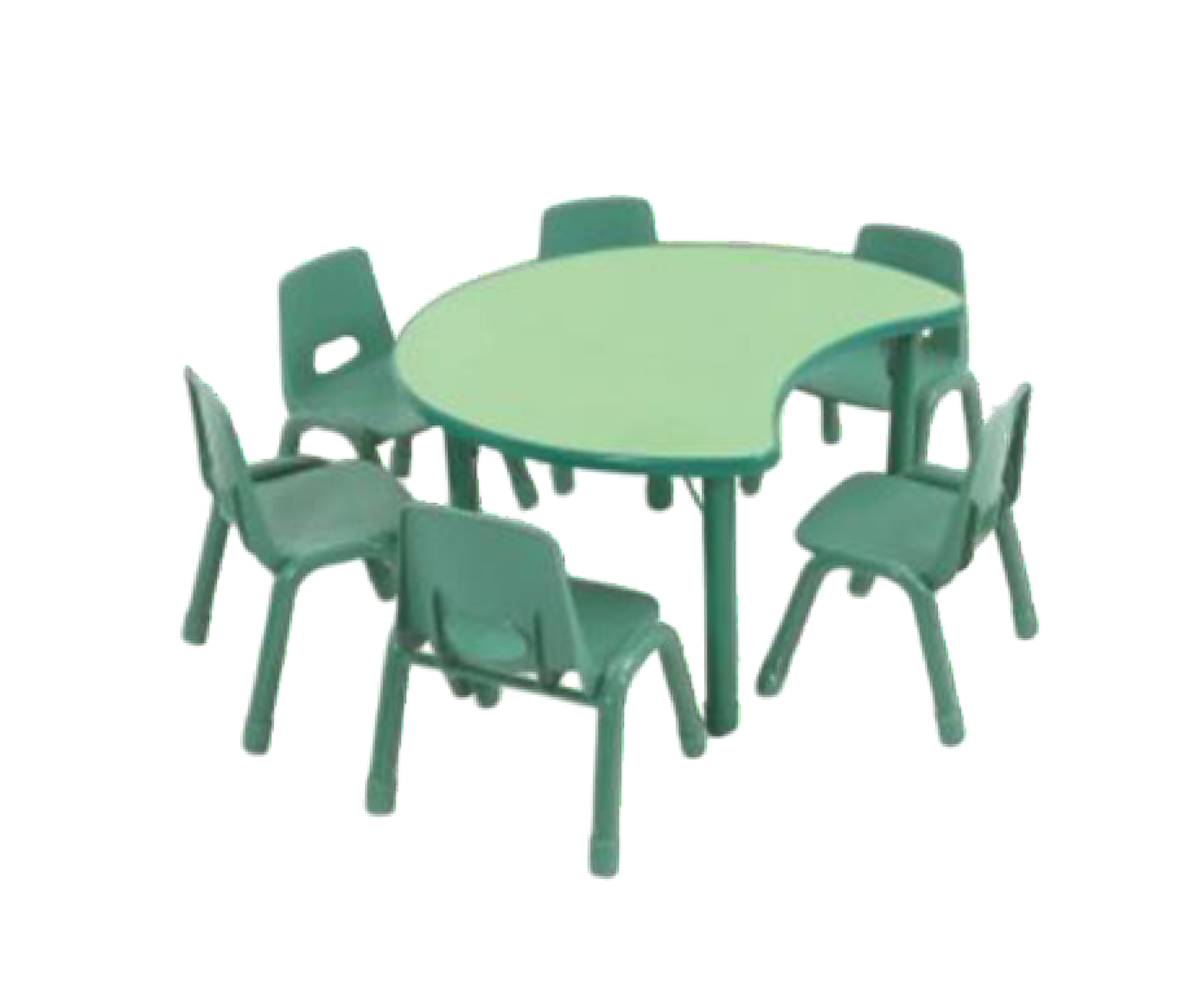 ชุดโต๊ะพระจันทร์ยิ้ม SET B พร้อมเก้าอี้ 6 ที่นั่ง โต๊ะเก้าอี้นักเรียน,โต๊ะเด็ก,เก้าอี้เด็ก,อนุบาล-ประถม,โต๊ะกิจกรรม,โต๊ะพลาสติกขาเหล็ก,โต๊ะเขียนหนังสือเด็ก สั่งนำเข้า ขนาดโต๊ะ เส้นผ่านศูนย์กลาง 100 ซม. ความสูง 48-56 ซม.