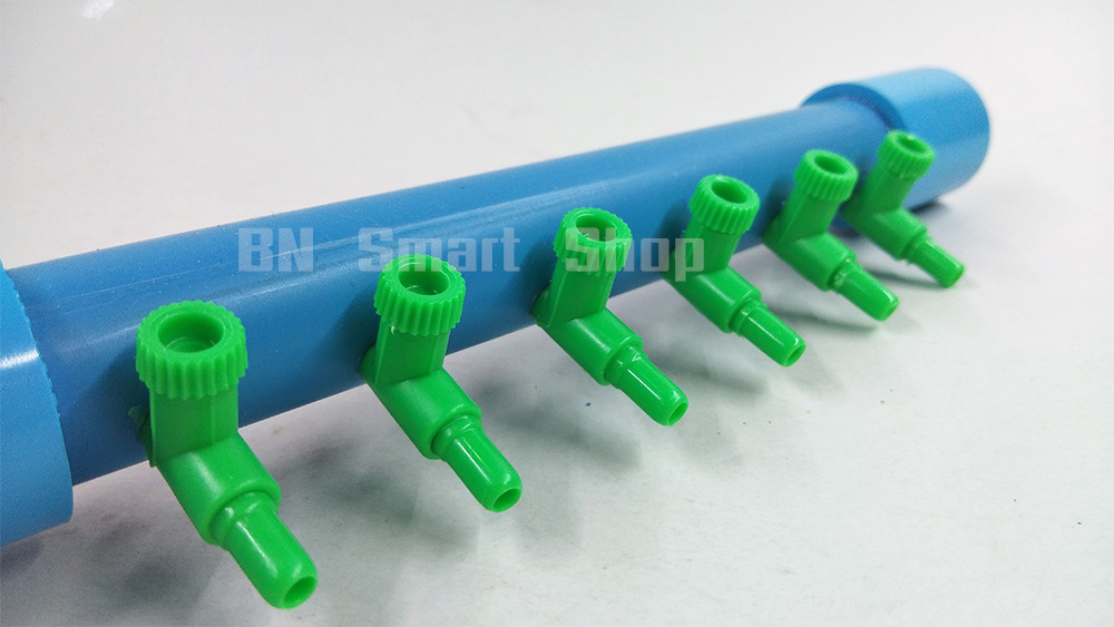 ท่อแยกลม เข้า 3 หุน ออก 6 ช่อง จำนวน 1 อัน คุมแรงลมได้