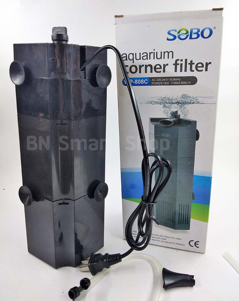 ปั้มน้ำพร้องกรองติดตั้งเข้ากับมุมตู้ SOBO WP-808C ใช้ได้ทั้งน้ำจืดและน้ำเค็ม