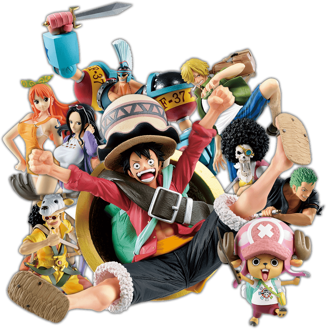 Straw Hat Pirates Stampede Set ของแท้ JP แมวทอง - Ichiban Kuji Banpresto [โมเดลวันพีช] (9 ตัว)