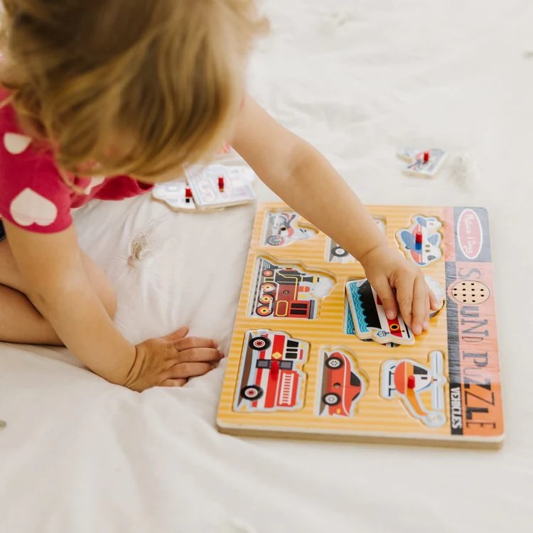 จิ๊กซอว์เด็ก มีเสียง มีหมุดจับ รุ่นยานพาหนะ,Melissa & Doug Vehicles Sound Puzzle 8 Pcs , ของเล่นเสริมพัฒนาการ, ของเล่นเด็ก,สื่อการสอน,พร้อมส่ง