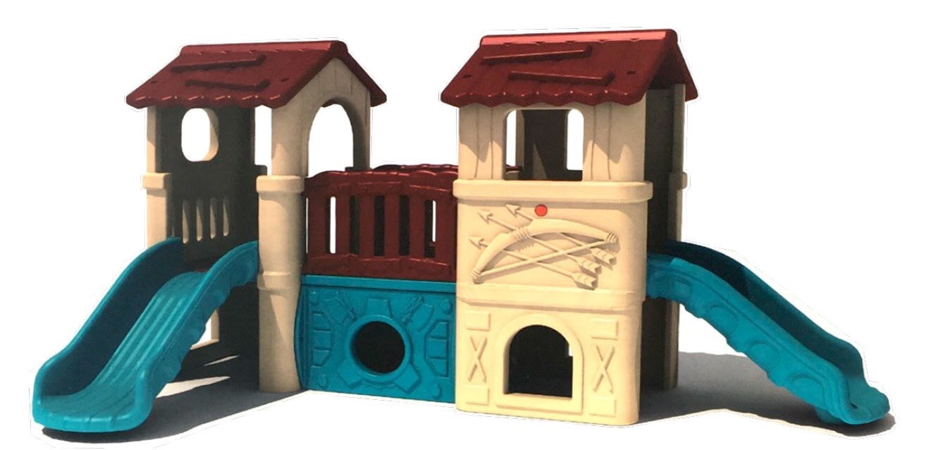 บ้านป้อมสไลด์ หลังคาน้ำตาล ของเล่นเด็ก,พร้อมส่ง ราคาโรงงาน