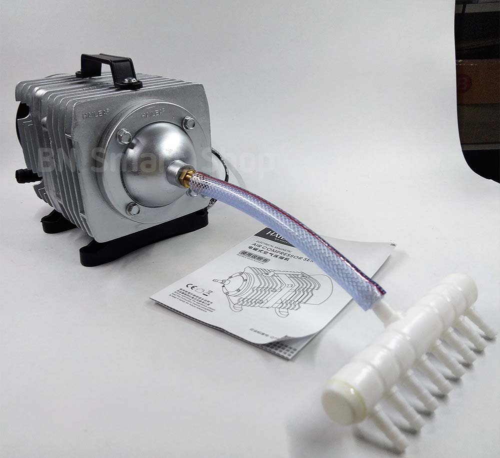 ปั้มลม ปั้มออกซิเจน ปั้มลูกสูบ 85 วัตต์ HAILEA รุ่น ACO-388D ฟรีสายยาง 10ม. หัวทรายจิ๋ว 10หัว พร้อมใช้งาน