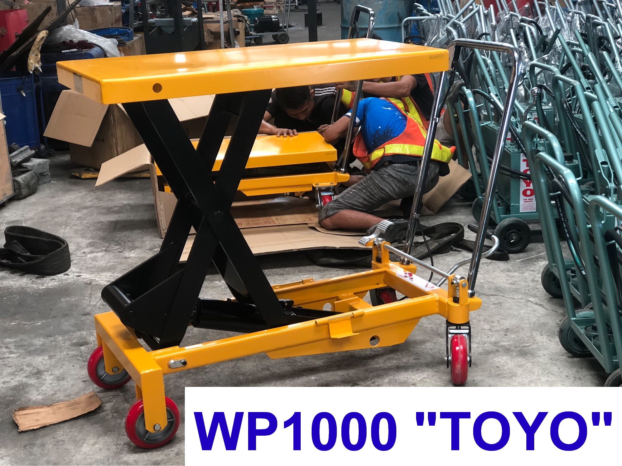 1000 กก. ยกสูงสุด 1000 มม. รถเข็นยกซี่กรรไกร Scissor Lift Trolley TOYO Capacity 1000 KG. Lift Height 1000 mm.